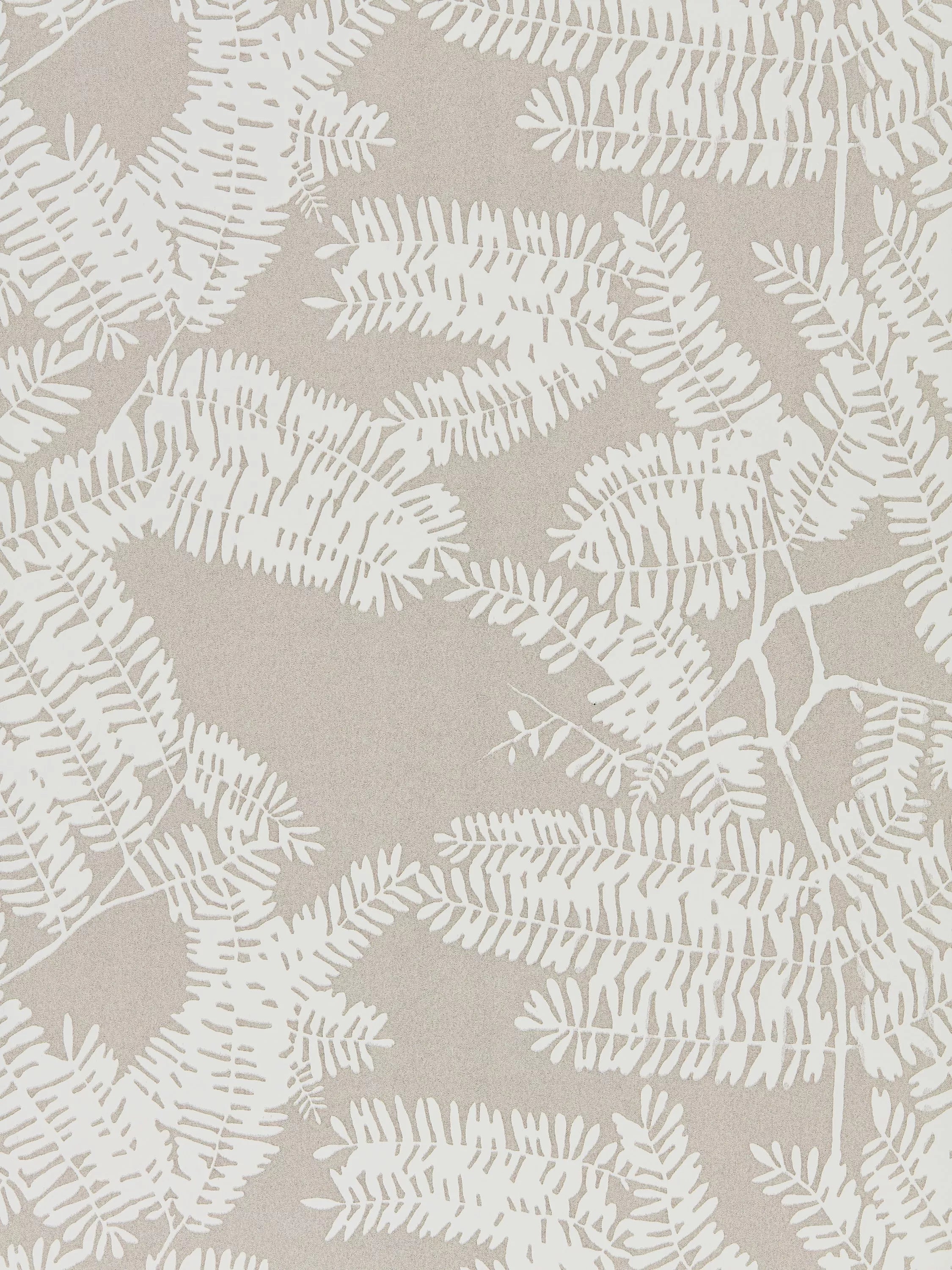 Harlequin wallpaper with silhouetted fern design and shimmering beaded background, UK version