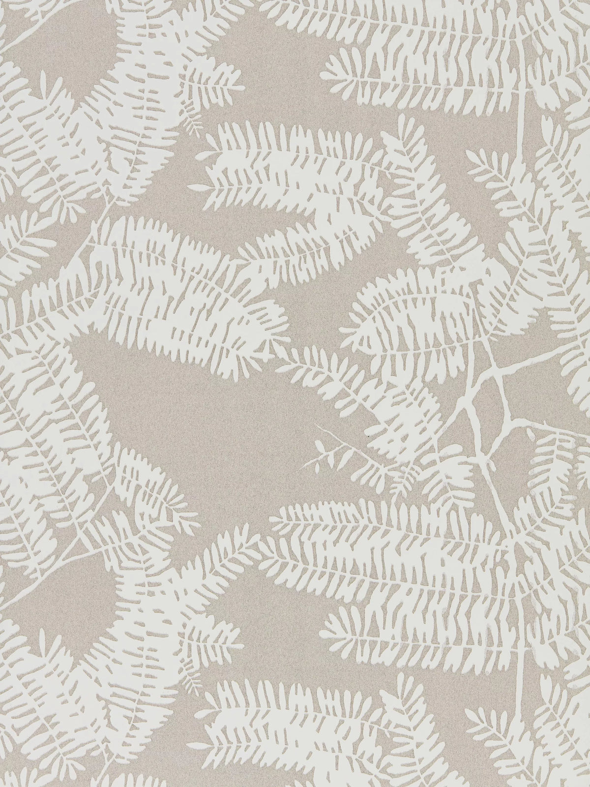 Harlequin wallpaper with silhouetted fern design and shimmering beaded background, UK version