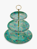 Sara Miller green fine china 3-tier cake stand with bird motifs (British brand)