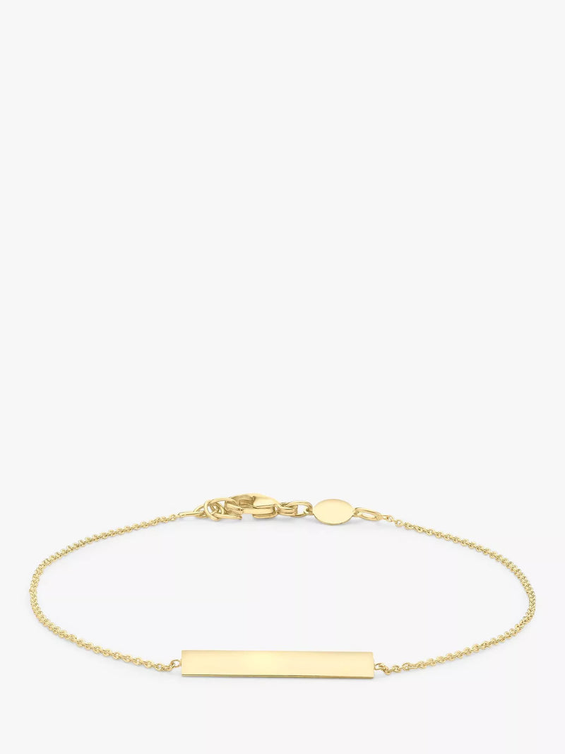 IBB personalised 9ct gold bar initial chain bracelet, UK version