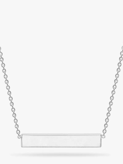 IBB Personalised Small Horizontal Bar Initial Pendant Necklace in Sterling Silver