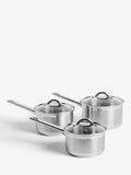 Classic Glass Lid Stainless Steel Saucepan Set 3 Pieces