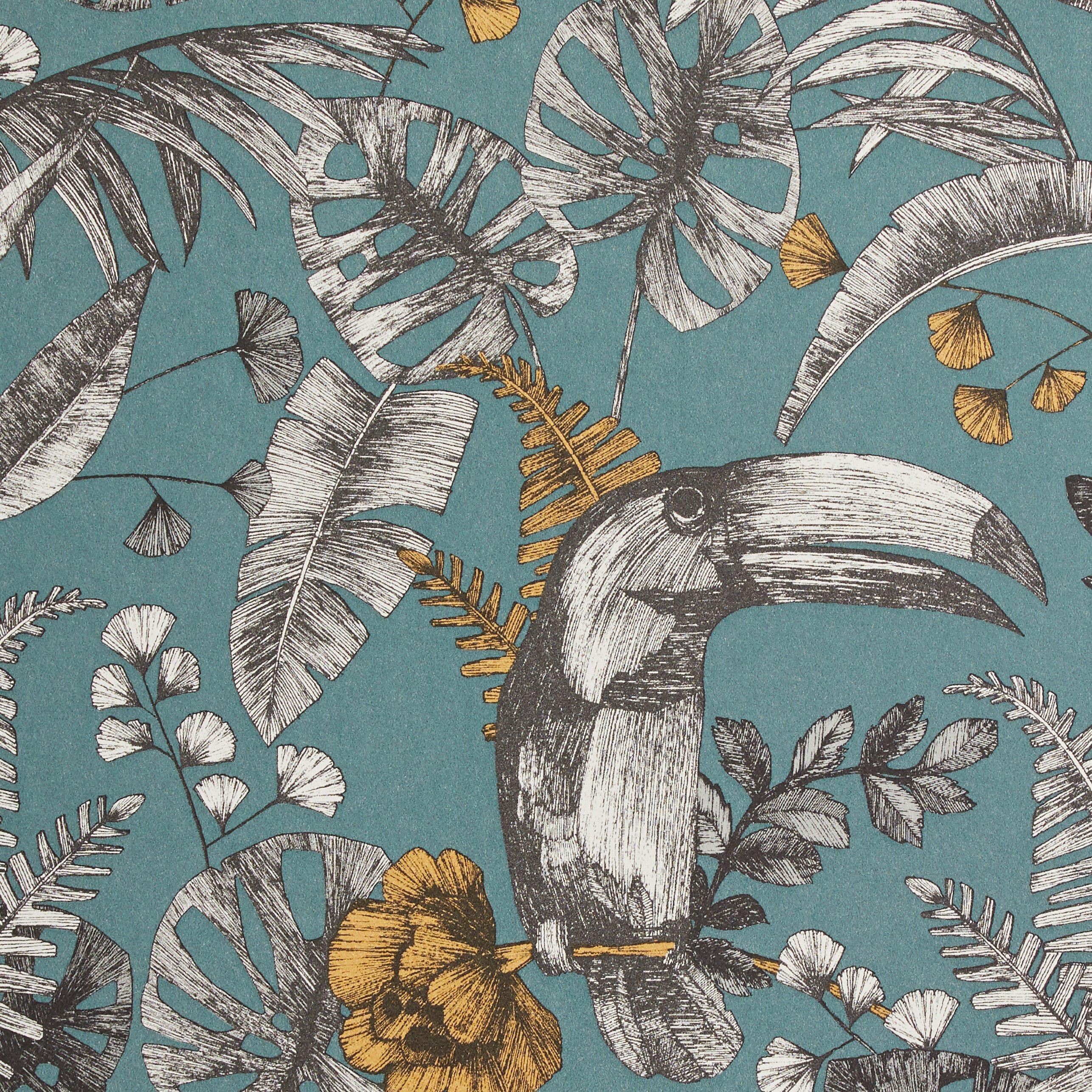 John Lewis exotic wallpaper with toucans and tropical foliage, UK version