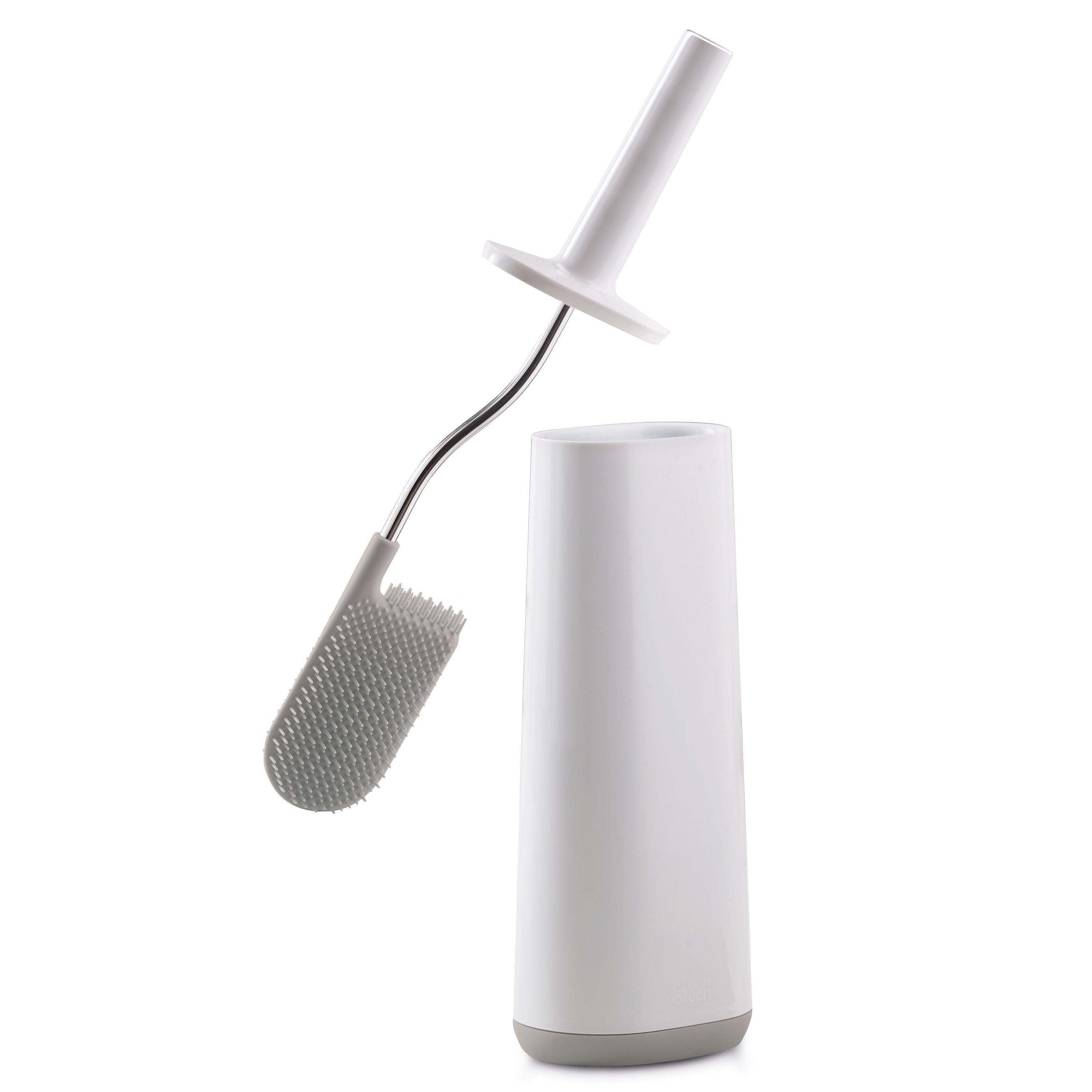 Joseph Joseph flexible silicone toilet brush with D-shaped head, grey, UK version
