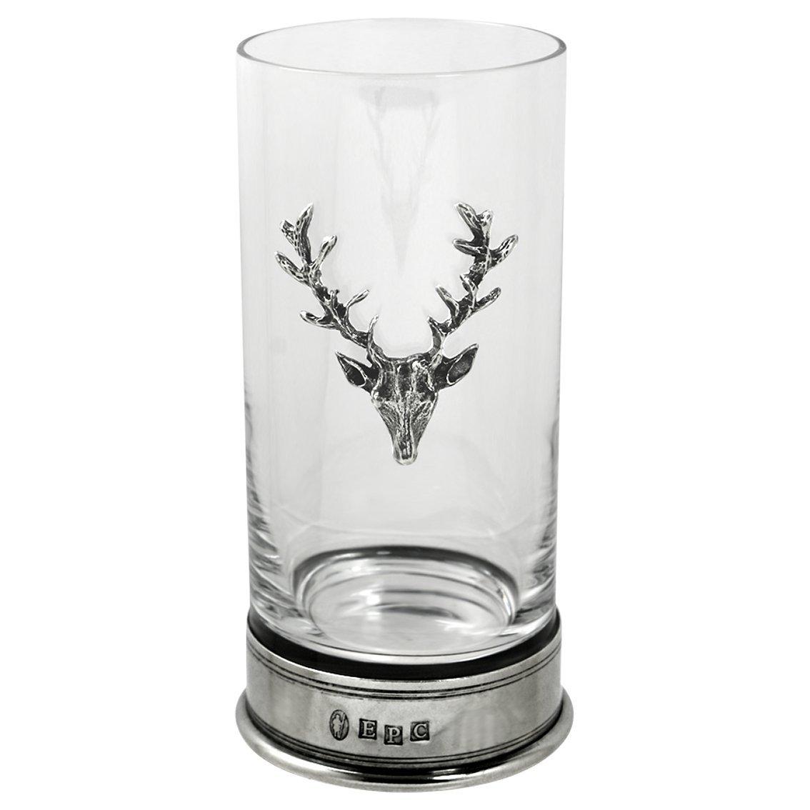 Handmade Highball Glass with Crystal Rim and Pewter Base, 12oz (350ml)