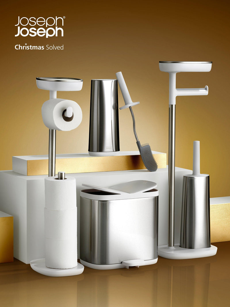 Joseph Joseph flexible D-shaped head toilet brush with steel container - British product