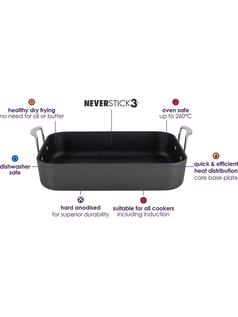 Eaziglide Neverstick3 Professional Non-Stick Induction Roaster 33cm - British product