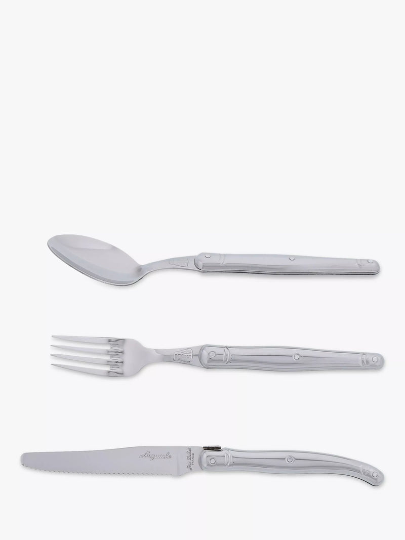 Laguiole 18-piece stainless steel cutlery set with wood tray, UK version