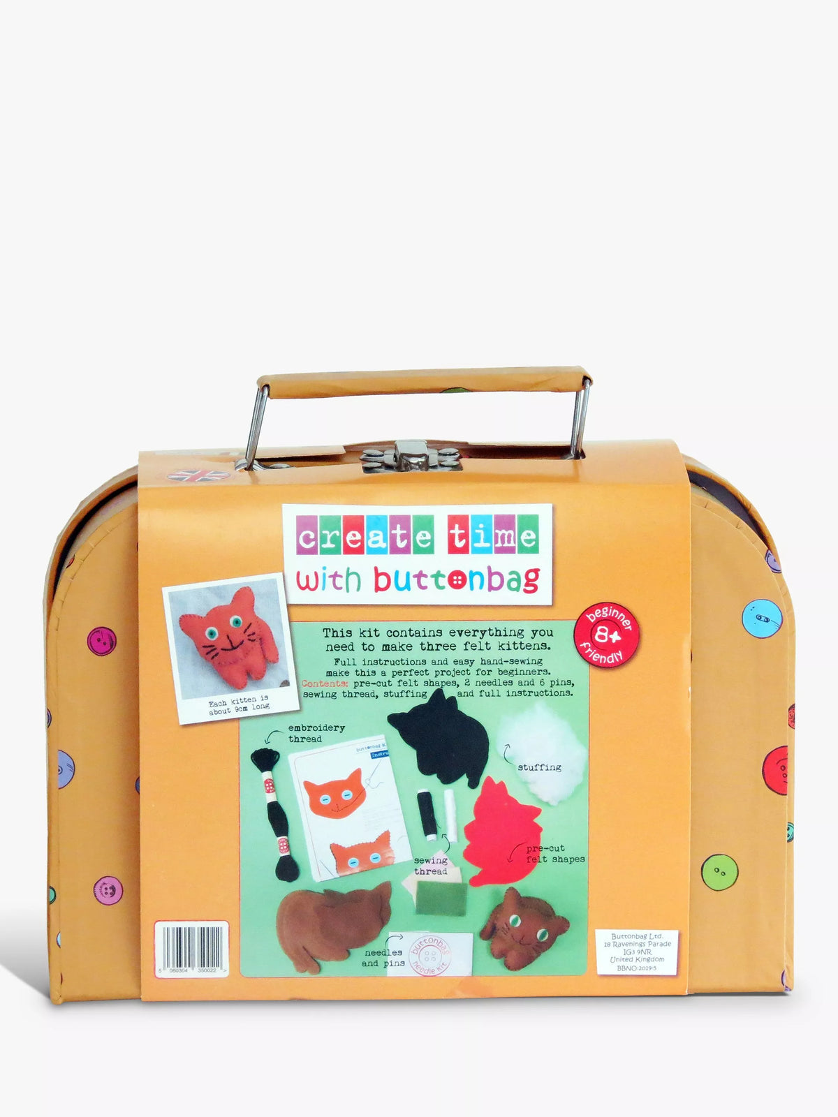 Buttonbag Kitten Crew Sewing Kit - British product