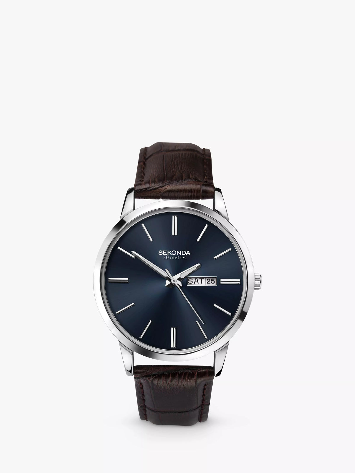 Sekonda men's day date leather strap watch (British brand)
