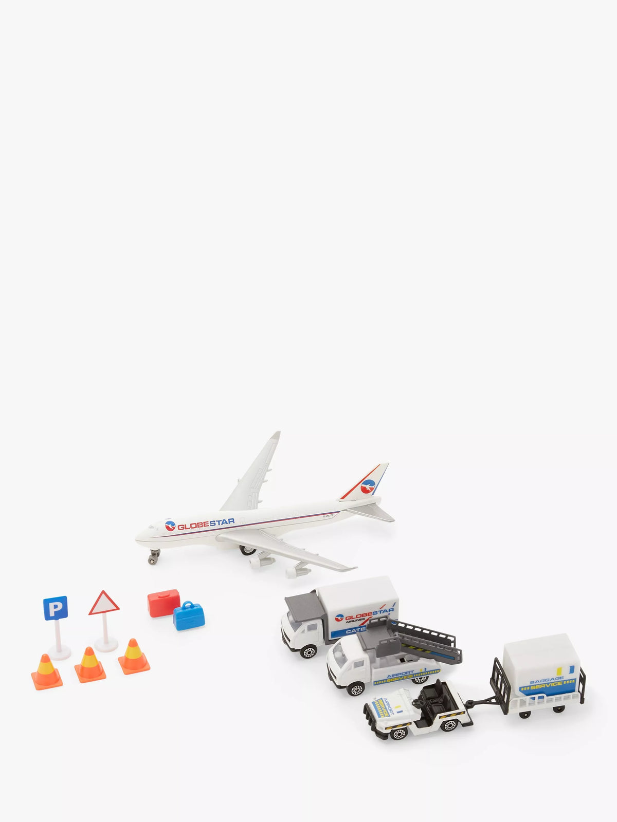 Airport play set with passenger airliner and support vehicles, UK version