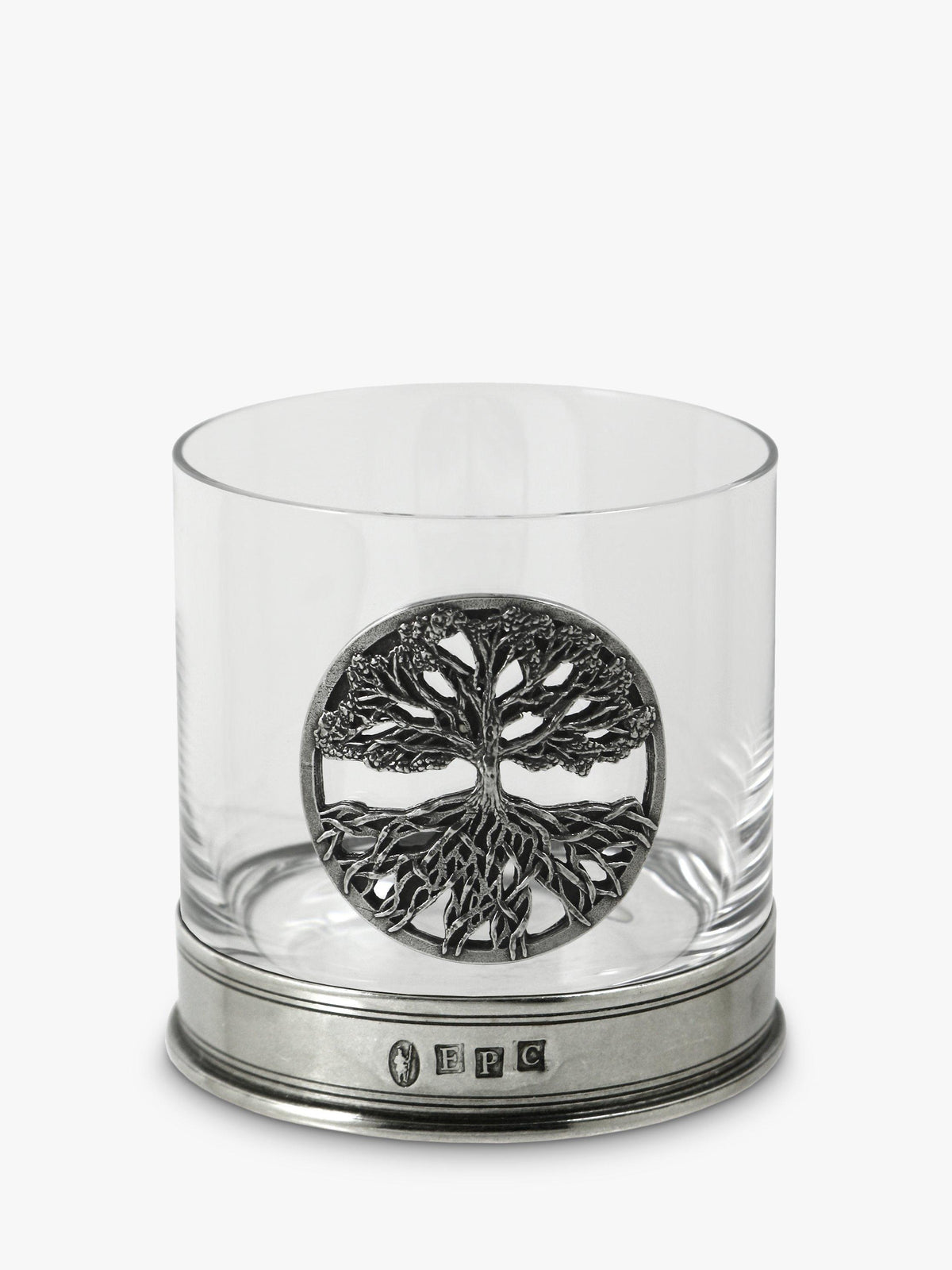 Crystal Tumbler with Tree of Life Pewter Relief and Presentation Box
