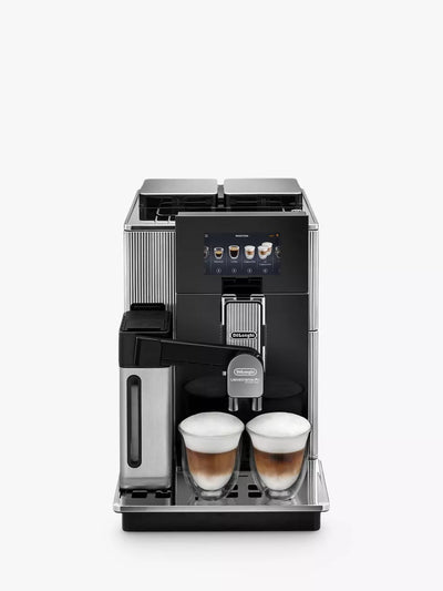 Fully Automatic Bean to Cup Coffee Machine with Dual Bean Hoppers and Touchscreen, Metal Black