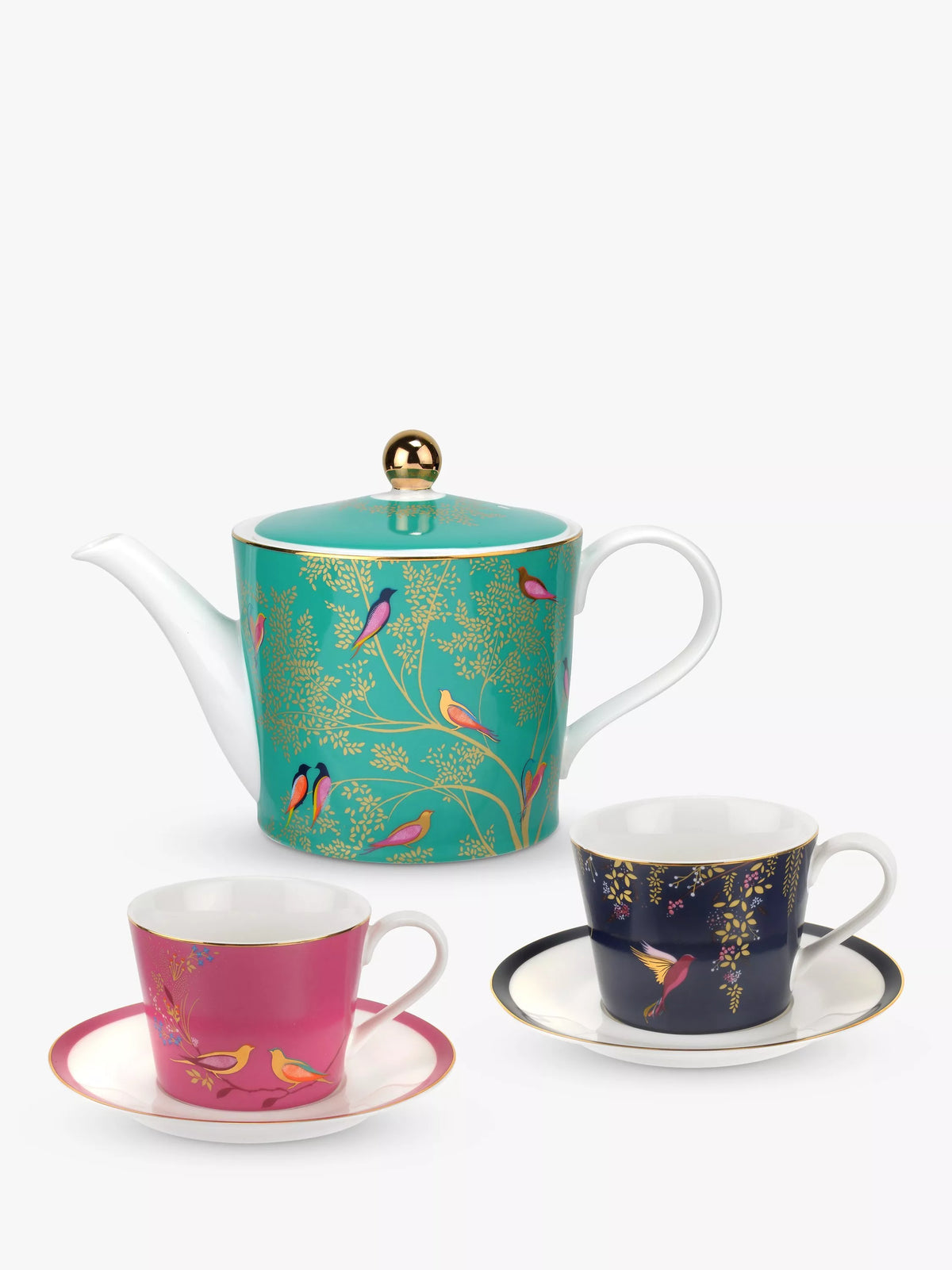 Sara Miller teapot and tea cup set with 1.1L capacity, multi-design (British brand)