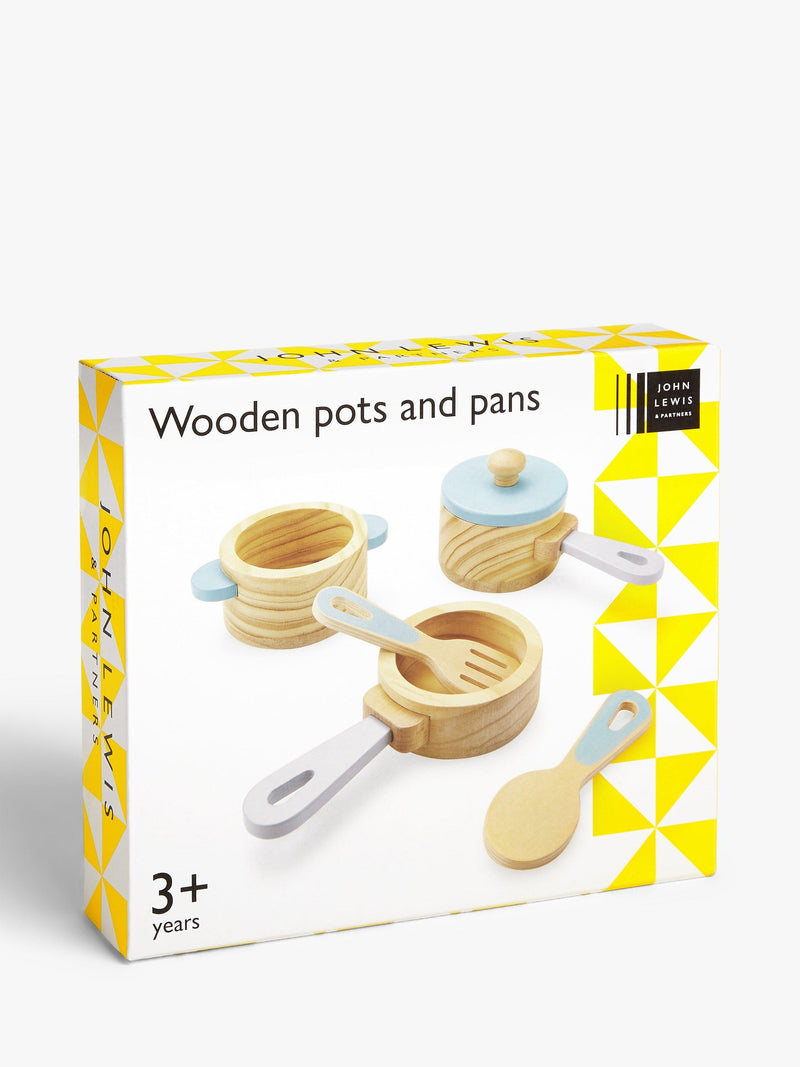 John Lewis wooden pretend play pots and pans set, UK version
