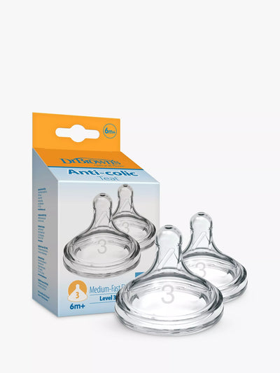 Level 3 Wide Neck Teats for Baby Bottles, Pack of 2