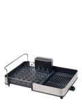 Joseph Joseph extendable stainless steel dish drainer with sliding tray, grey, UK version