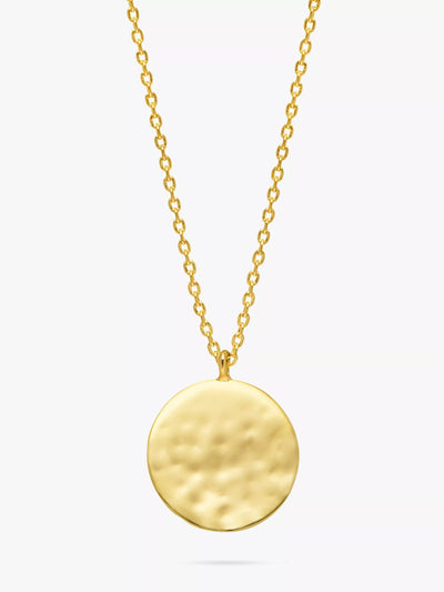 Hammered Disc Pendant Necklace in Gold