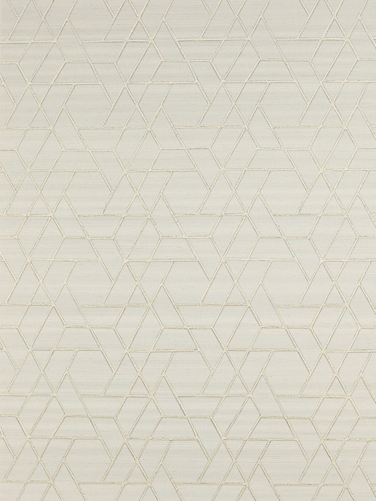 Metallic Raised Fretwork Trellis Wallpaper with Slub Silk Effect Ground in Silver