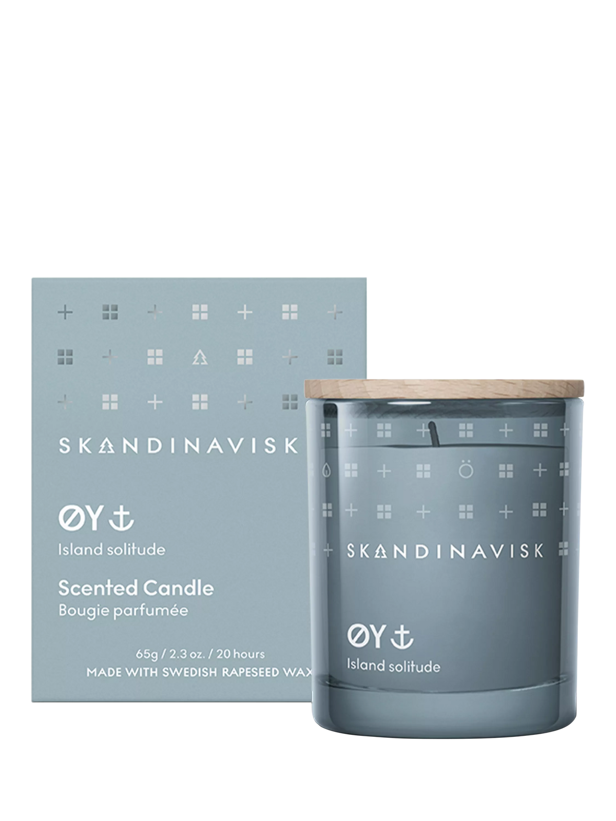 Skandinavisk ØY scented candle with crabapple and dog rose notes, 65g (British brand)