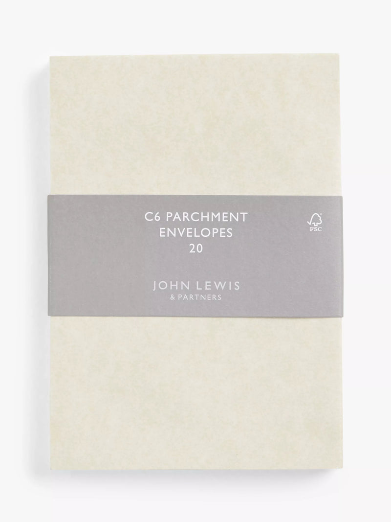 John Lewis C6 parchment envelopes pack of 20, imported from the UK