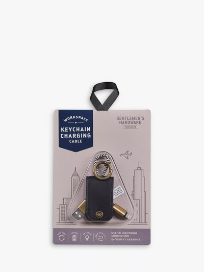 Gentlemen's Hardware Charging Cable Keyring USB Lightning Cream Black