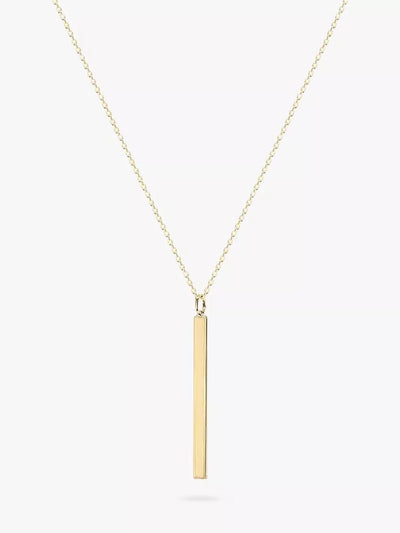 Custom Engravable Vertical Bar Pendant Necklace in Gold Plated Silver