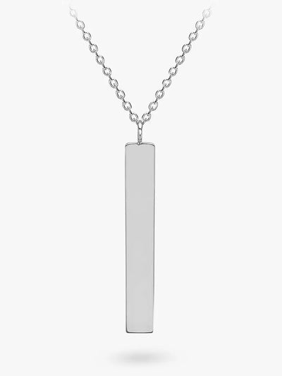 IBB Personalised 9ct White Gold Vertical Bar Pendant Necklace