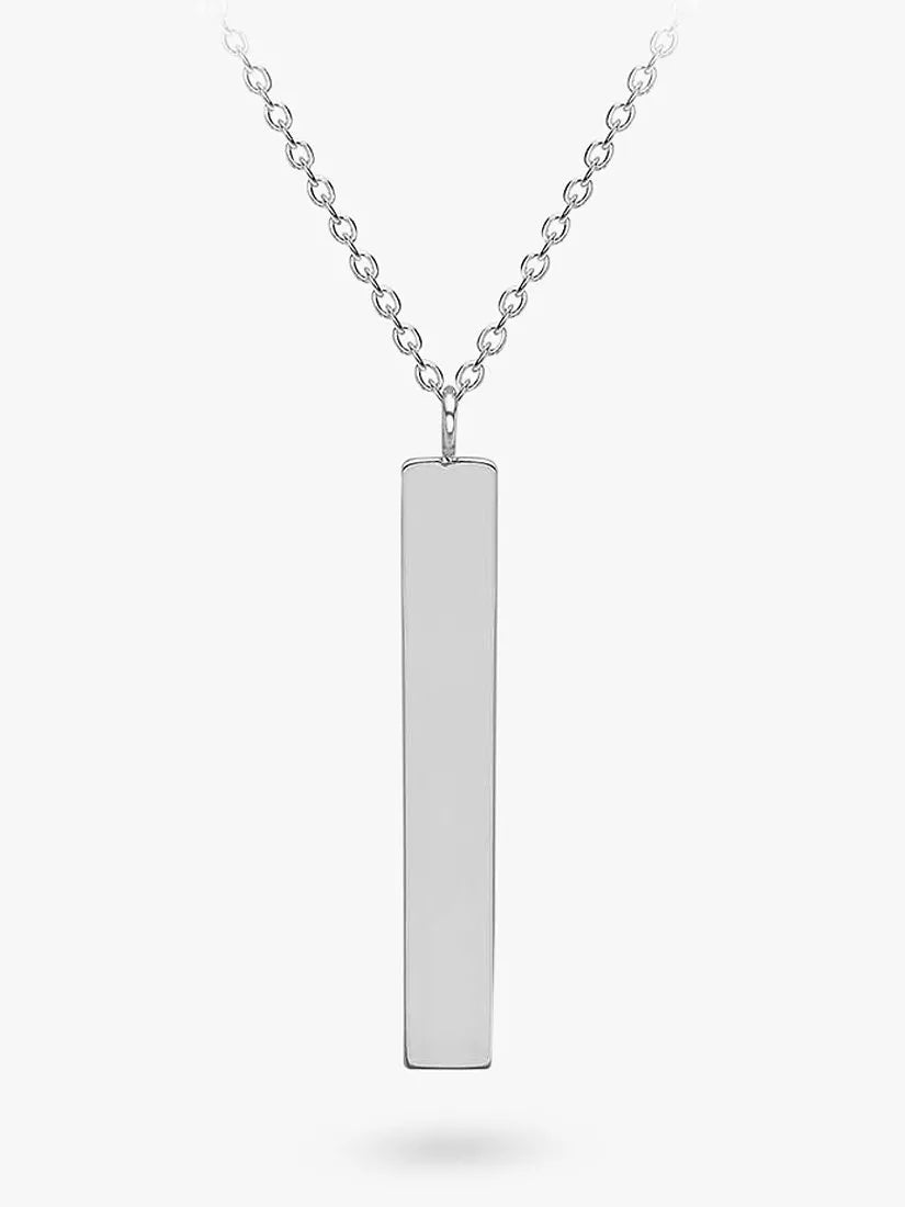 IBB personalised 9ct white gold vertical bar pendant necklace, UK version