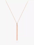 IBB Personalised Long Vertical Bar Pendant Necklace, Rose Gold - McGrocer