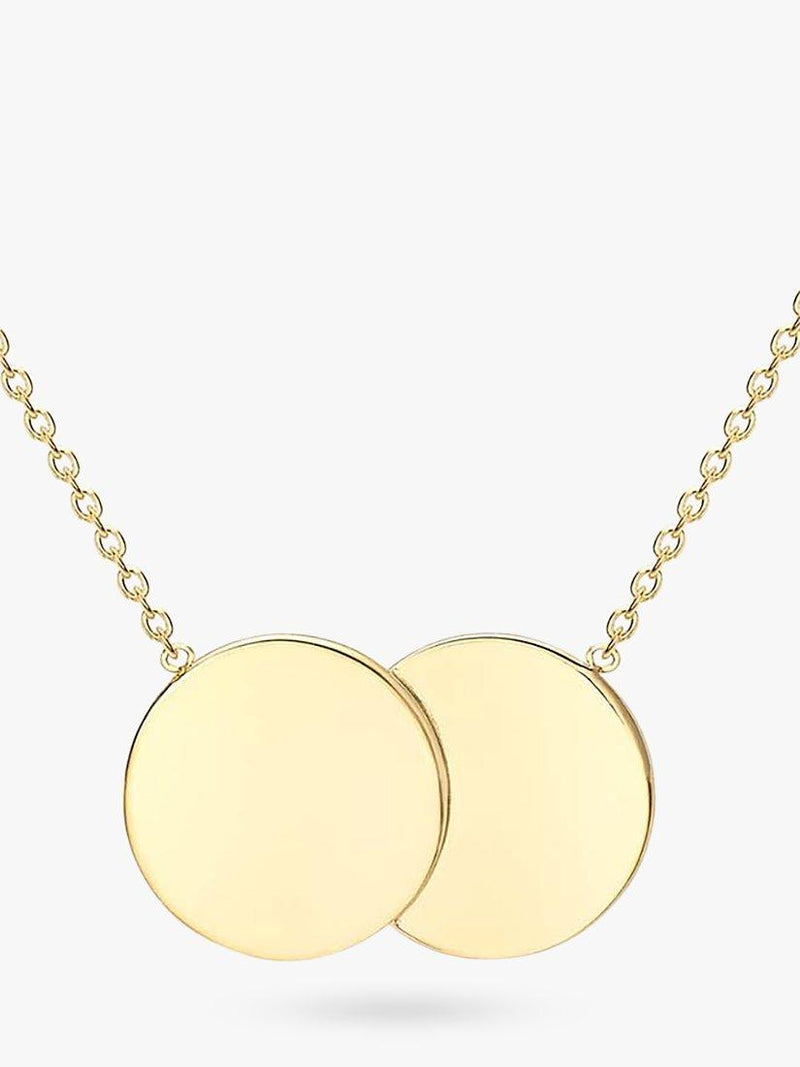 IBB personalised 9ct gold double disc initial pendant necklace, UK version