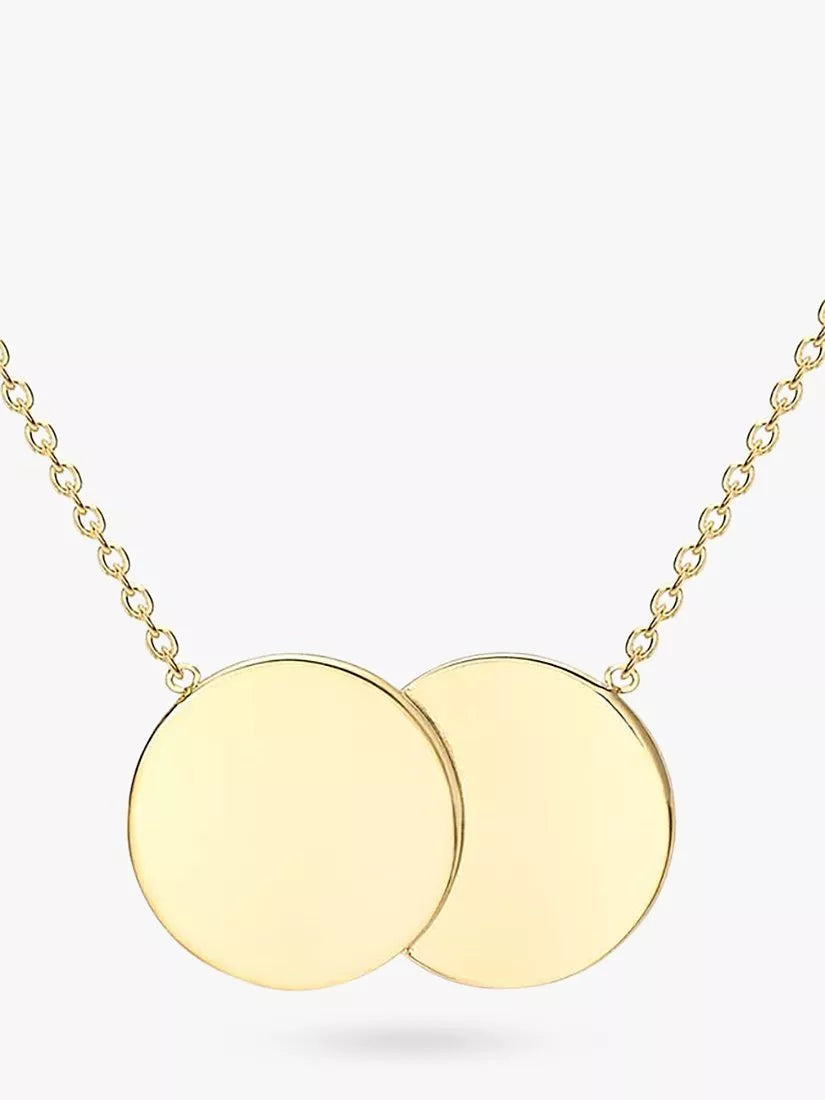 IBB personalised 9ct gold double disc initial pendant necklace, UK version