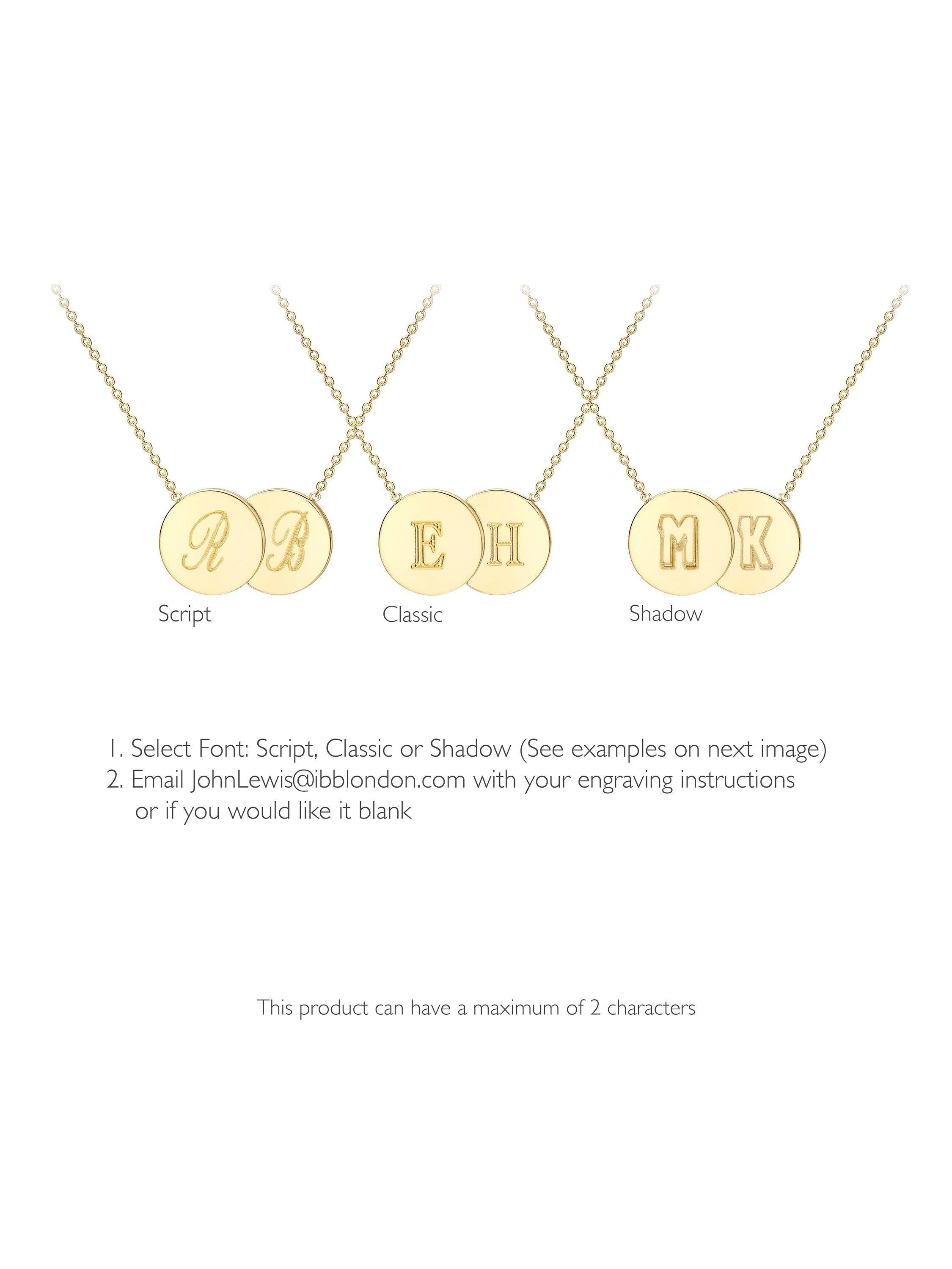 IBB personalised 9ct gold double disc initial pendant necklace, UK version