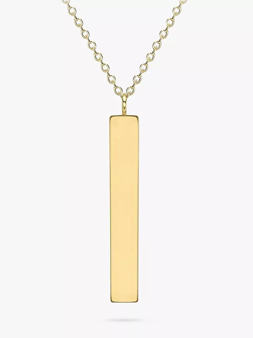IBB Personalised 9ct Gold Vertical Bar Pendant Necklace - McGrocer