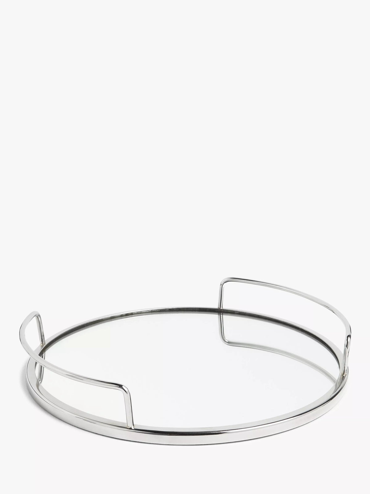 John Lewis round mirror tray in silver, 35cm, UK version
