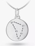 IBB Personalised Capricorn Star Sign Disc Pendant Necklace, Silver