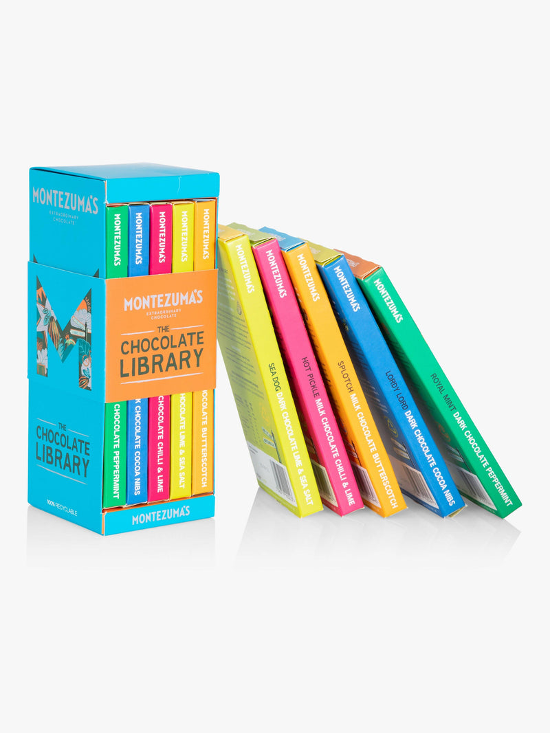 Montezuma's Chocolate Bar Library 5 Flavour Selection 450g, imported from the UK