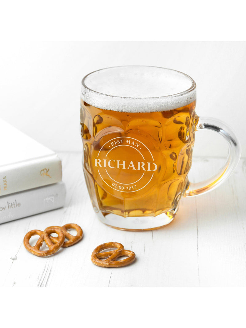 Treat Republic personalised emblem dimpled beer glass 568ml (British brand)