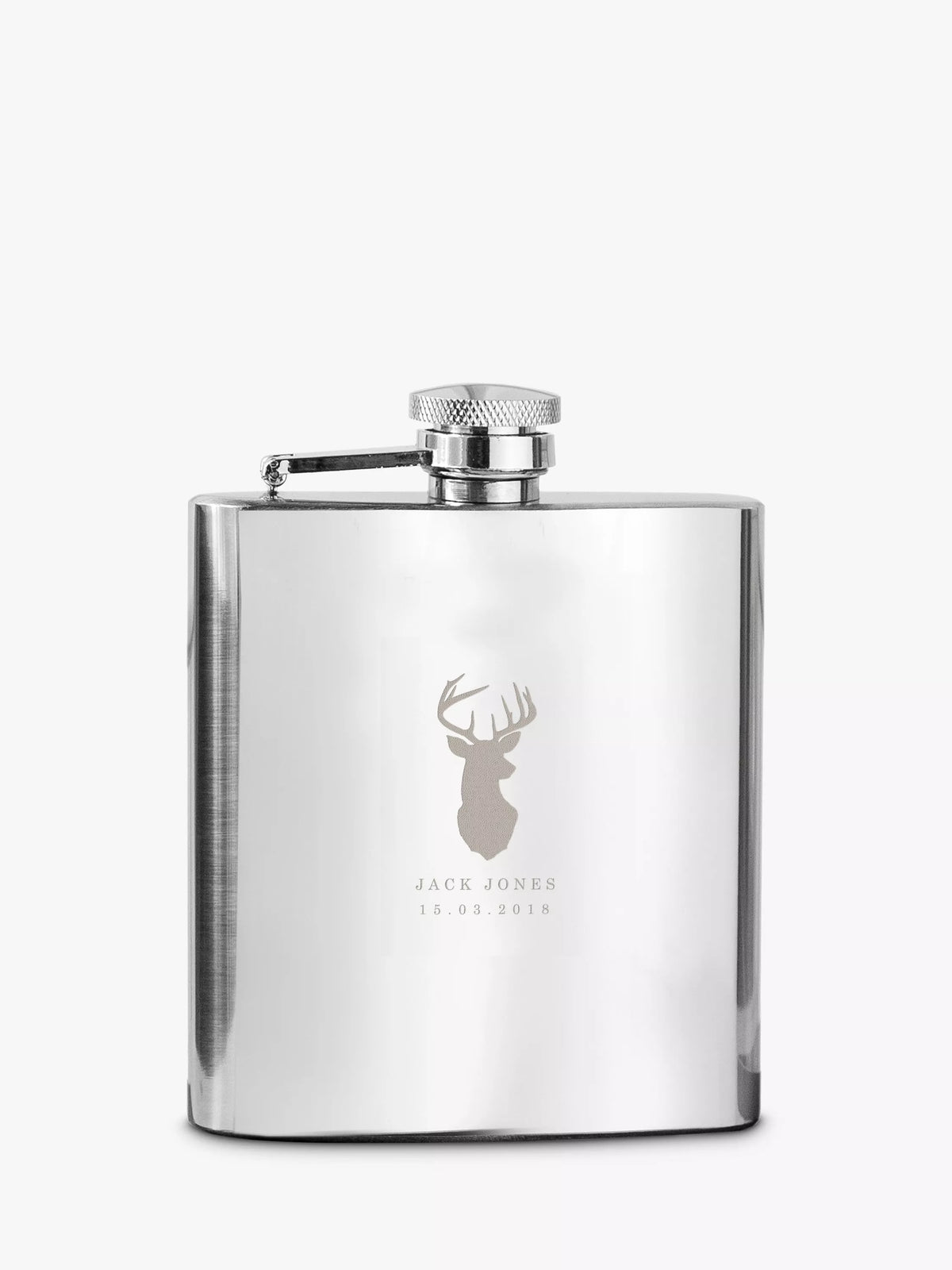 Treat Republic personalised stag stainless steel hip flask 170ml (British brand)