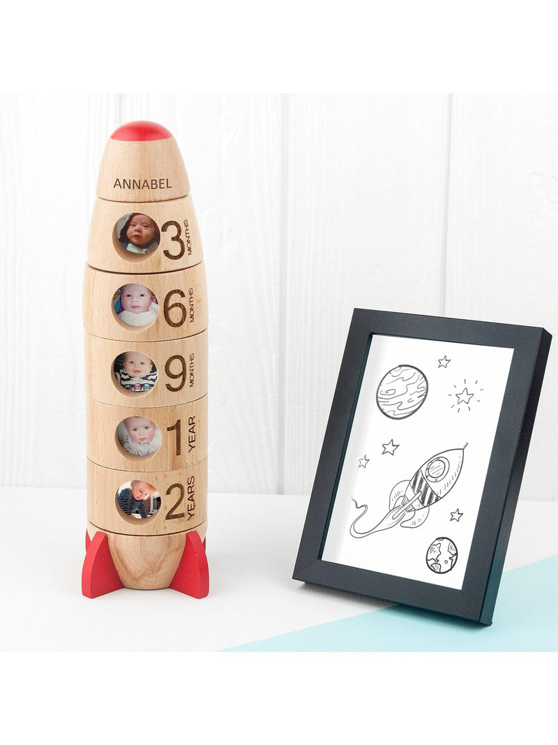 Treat Republic children's milestone memory rocket photo frame (British brand)