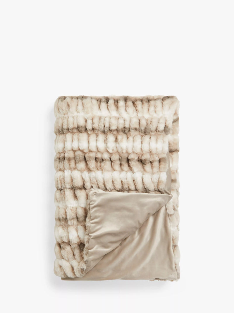 John Lewis Ruched Throw Chinchila faux fur, UK version