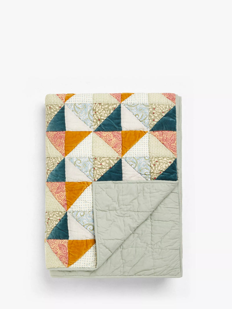 John Lewis velvet patchwork quilted bedspread 250 x 260cm, UK version