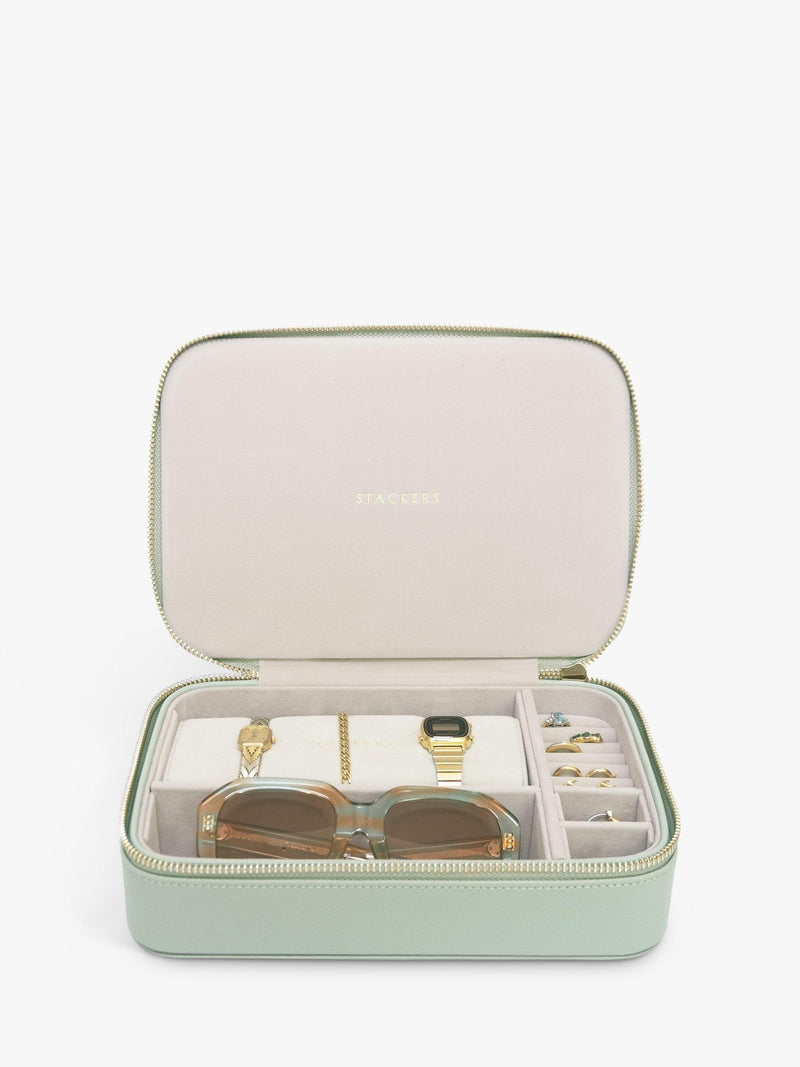 Stackers Jewellery Travel Case in sage green (British brand)