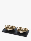 Selbrae House black and gold slate serving board with heart-shaped bowls set, British brand