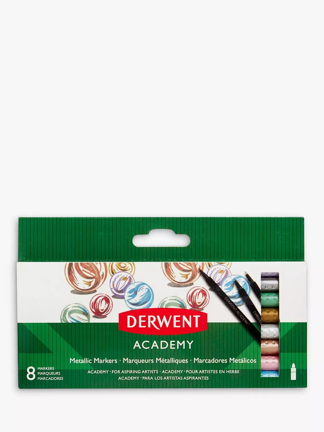 Derwent Academy Metallic Markers Pack of 8 - British product