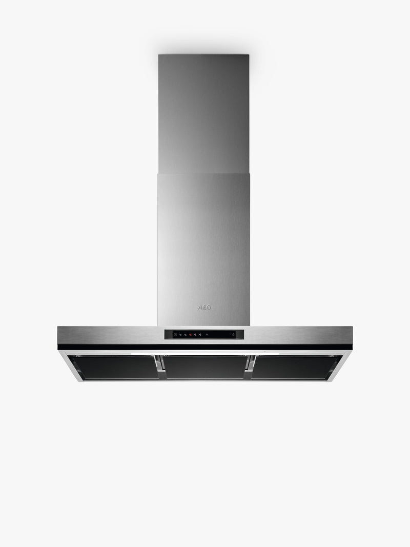 90cm Stainless Steel Chimney Cooker Hood with LED Lighting and Hob2Hood Technology