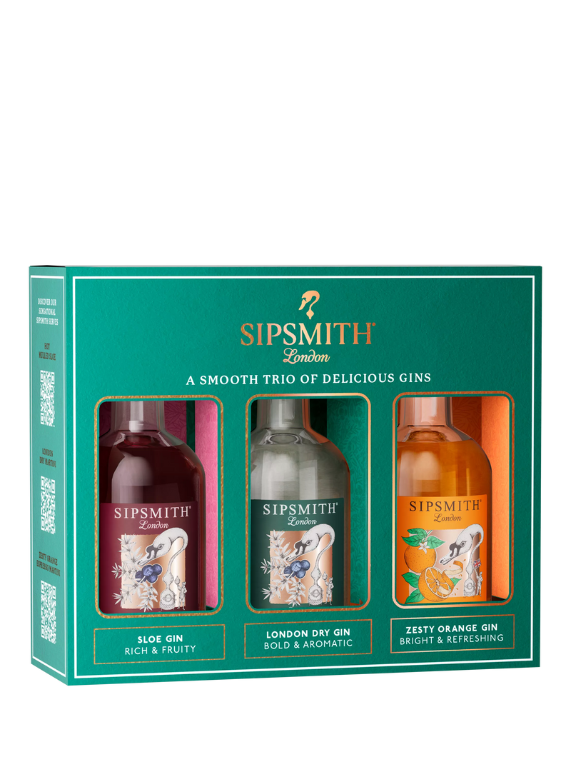 Sipsmith Mini Gin Trio with London Dry, Zesty Orange and Lemon Drizzle 3x 5cl (British brand)