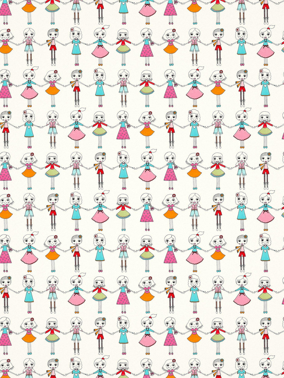 Fun and Friendship Thematic Wallpaper with Colourful Characters