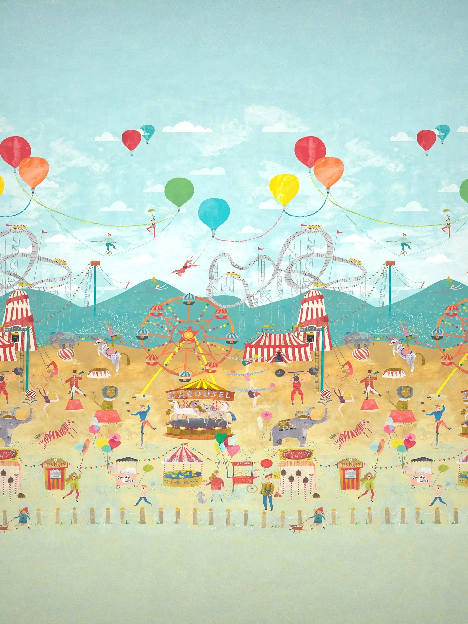 Harlequin circus themed wallpaper panel, UK version