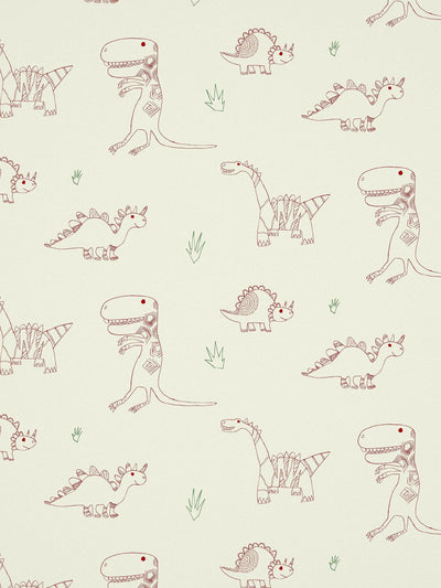 Educational Hand-Drawn Dinosaur Wallpaper for Children